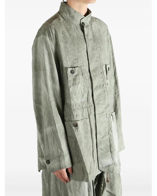 Ziggy Chen Green Crinkled Patch-Pocket Jacket for men