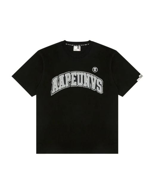 Aape By A Bathing Ape Black Ape University-Style T-Shirt for men