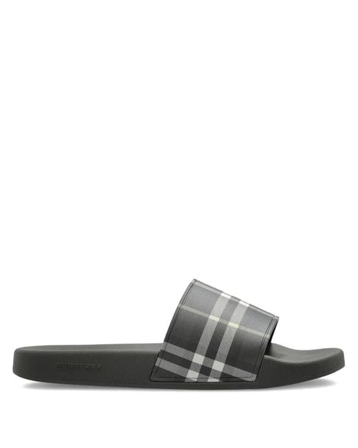 Burberry White Check Slides for men