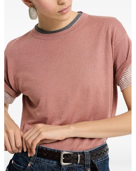 Brunello Cucinelli Pink Antiqued T-Shirt