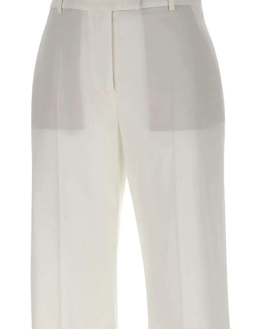 Eleventy White Pressed Pleats Trousers