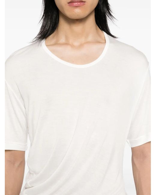 Julius White Draped Asymmetric T-Shirt for men