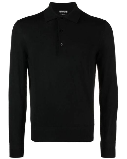 Tom Ford Black Long-Sleeve Polo Shirt for men