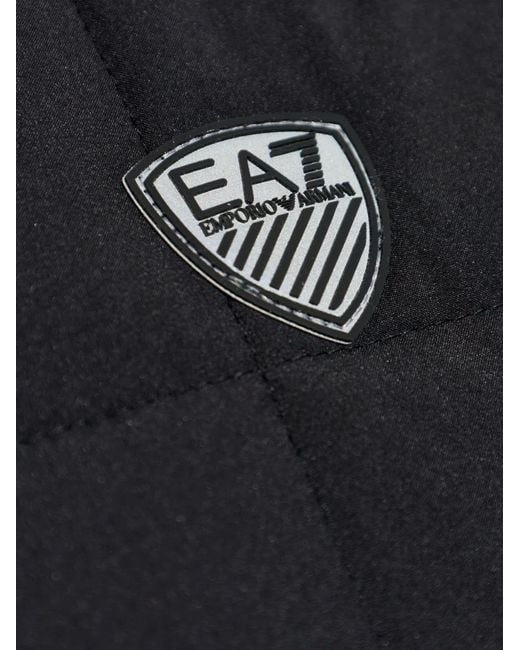EA7 Blue Logo-Patch Quilted Jacket for men