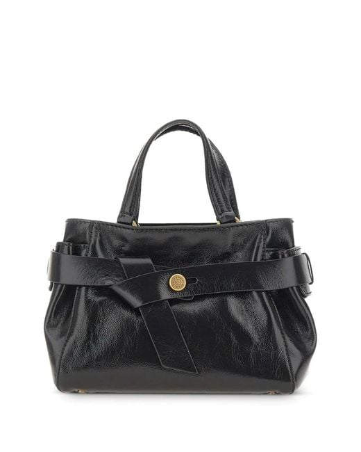 Gianni Chiarini Black Small Miranda Knotted Leather Tote Bag