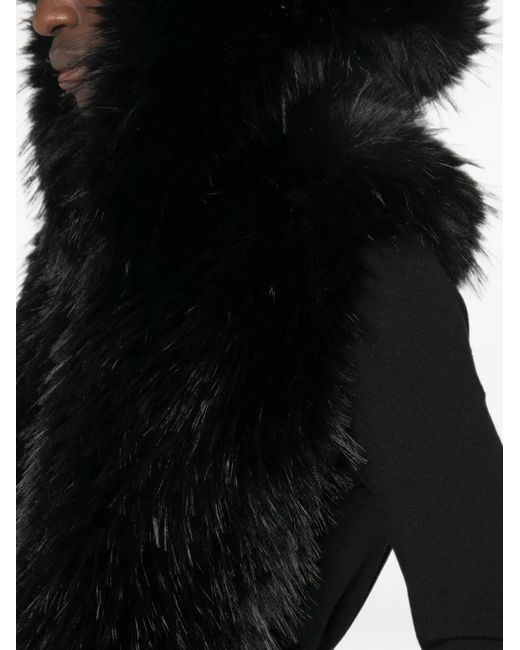 Moncler Black Faux-Fur Hooded Gilet