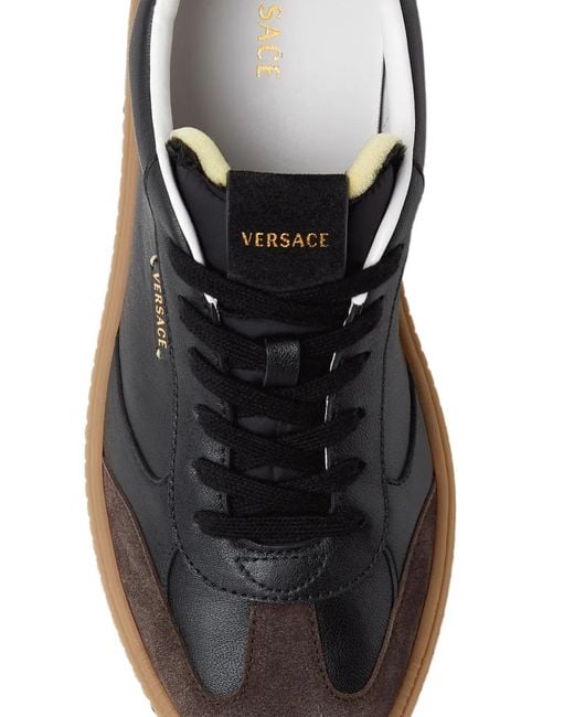 Versace Sneakers Greca Court Aus Nappa Und Wildleder in Black für Herren