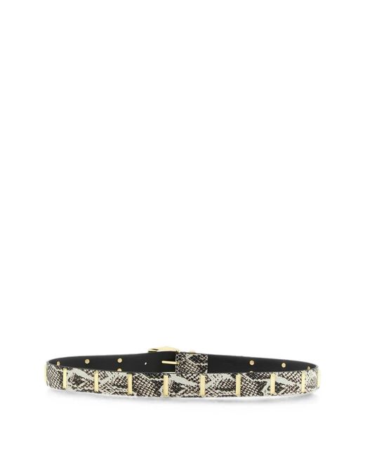 Pinko White Python-Effect Studded Belt