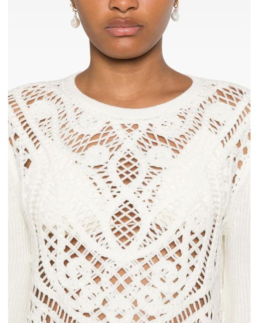Twinset White Open-Knit Sweater