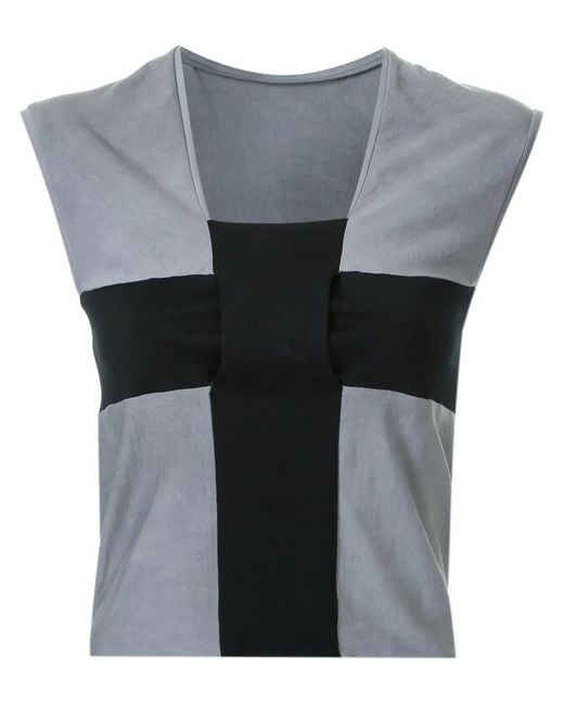 Ma+ Gray Cross Detail Sleeveless Top