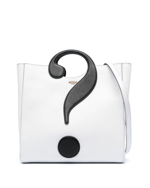 Bolso shopper con aplique del logo Moschino de color White