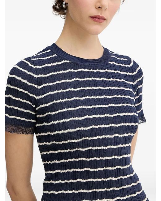 Rag & Bone Blue Striped Frilled-Sleeve Top