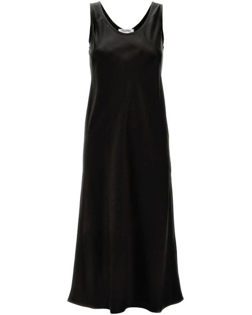 Max Mara Black Silk Satin Banjo Dress
