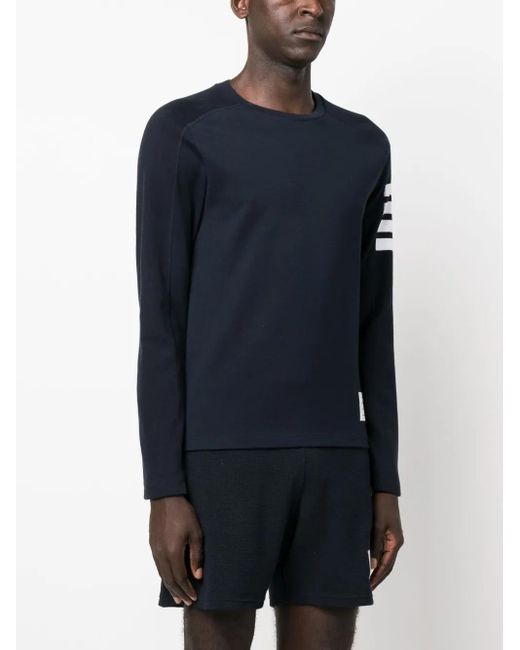 Thom Browne Blue Engineered 4-Bar Cotton Sweatshirt for men