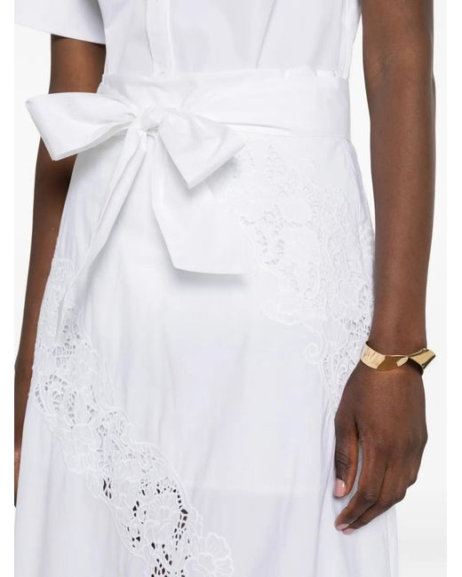 Twinset White Jupe Longue À Broderie Anglaise