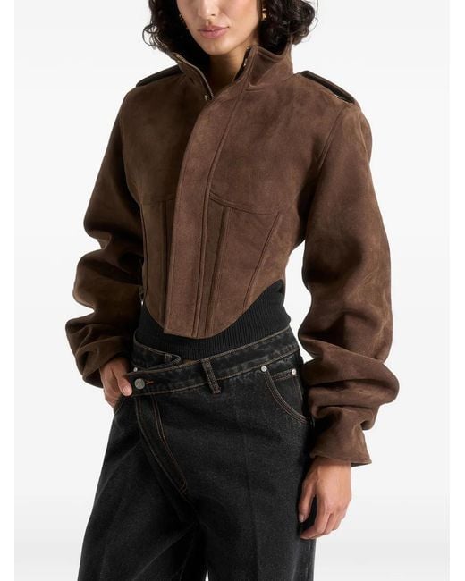 Manière De Voir Brown Solange Tacked Sleeve Corset Jacket