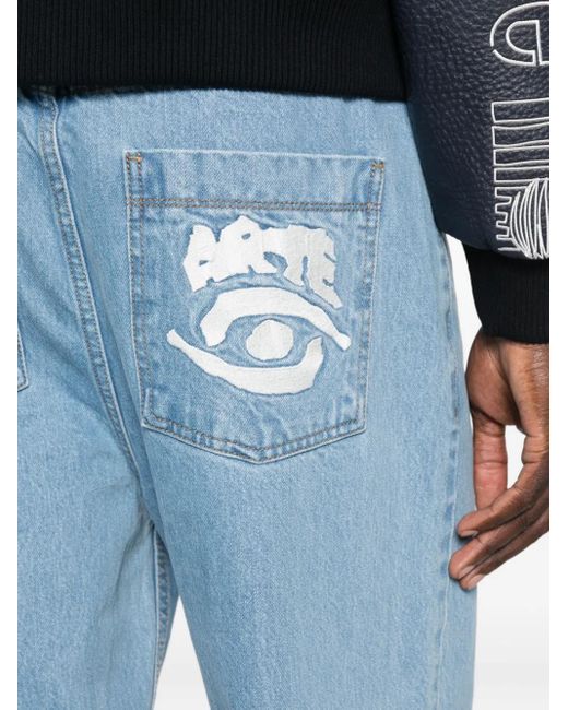 Arte' Blue Light-Wash Straight-Leg Jeans for men