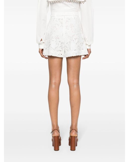 Zimmermann White Corded-lace Cotton Shorts