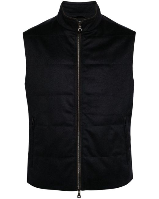 N.Peal Cashmere Black Belgravia Quilted Cashmere Gilet for men