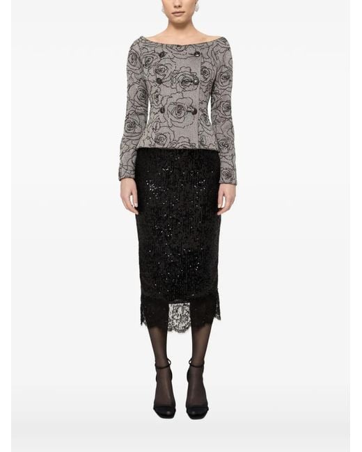 Nissa Black Sequin-Embellished Blazer