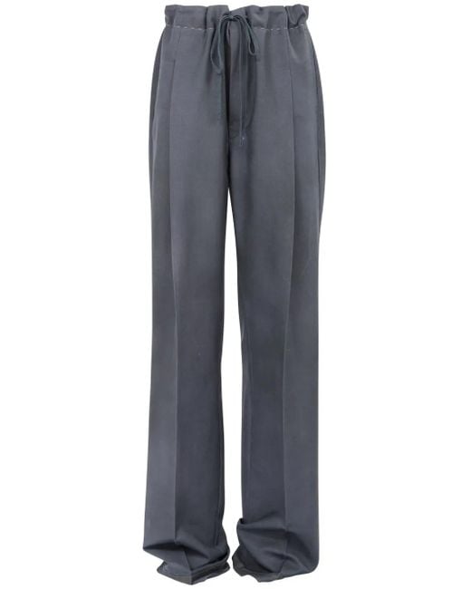 Maison Margiela Gray Charcoal Drawstring Pants With Mid-Rise Waistband And Reinforced Ankles
