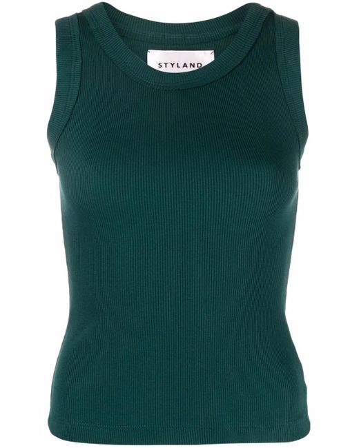 Styland Green Ribbed-Knit Vest Top