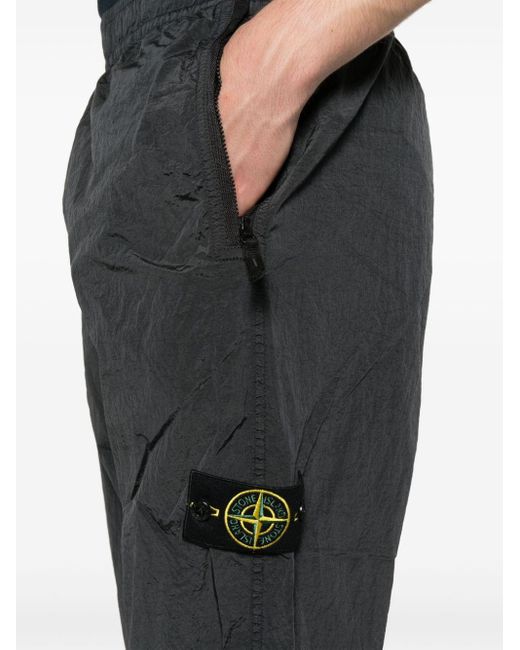 Stone Island Black 32519 Compass-motif Trousers for men