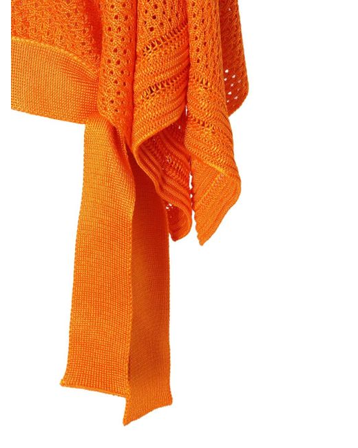 Alberta Ferretti Orange Pull En Maille Ajourée