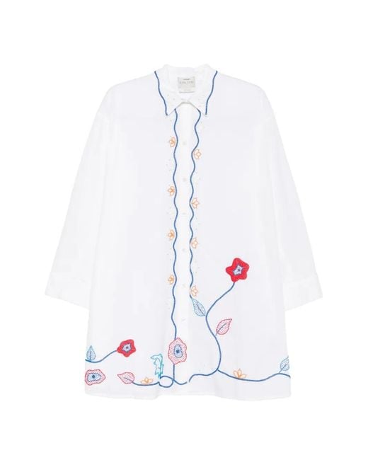 Forte_forte White Broderie En Rêve Mini Shirt Dress