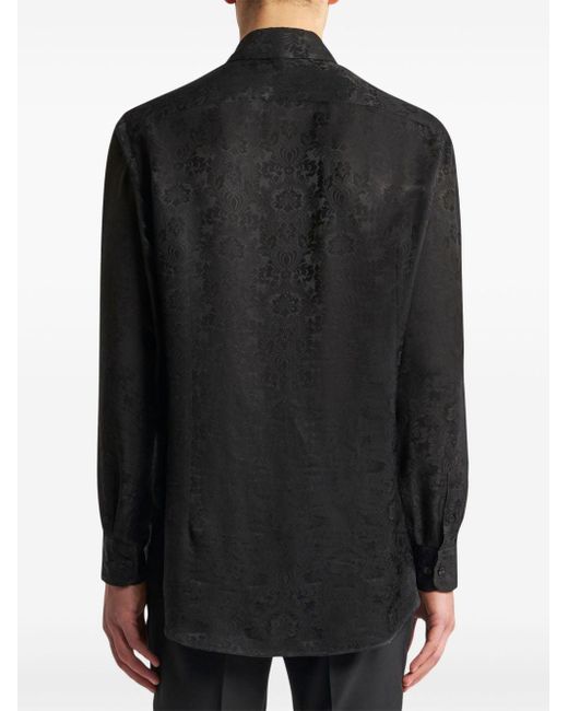 Etro Black Jacquard Silk Shirt for men