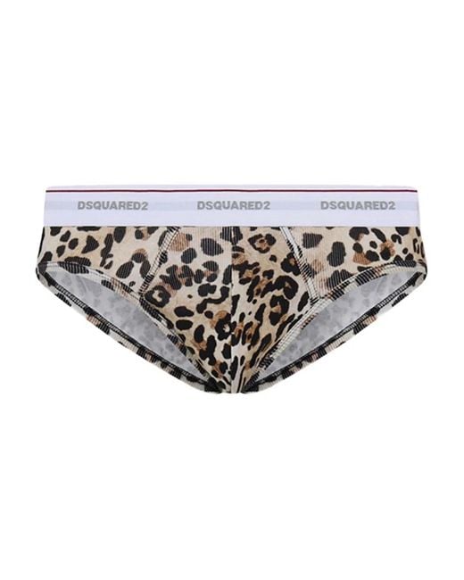 DSquared² White Wild2 Leopard-Print Brief for men