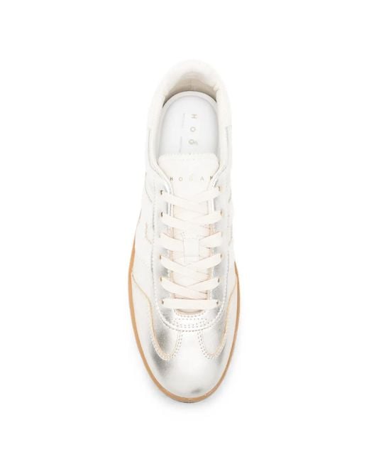 Hogan White H698 Metallic-Effect Sneakers