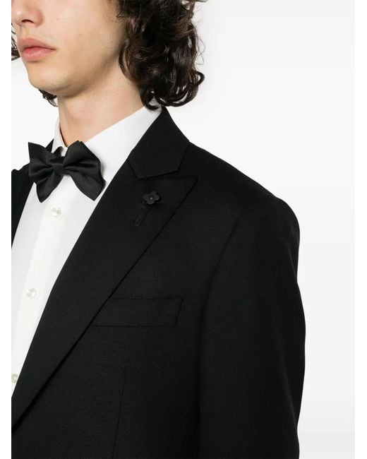 Lardini Black Single-Breasted Crepe Suit for men