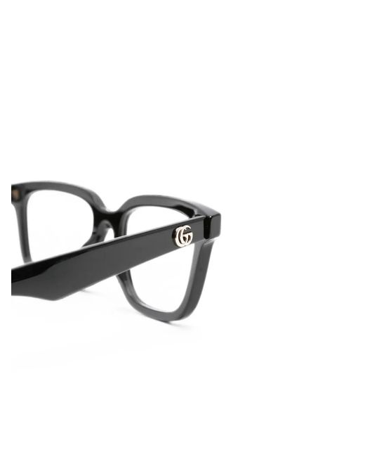 Gucci Black Lunettes De Vue Carrées À Plaque Logo