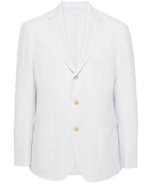 Eleventy White Single-breasted Stripped Jacket for men