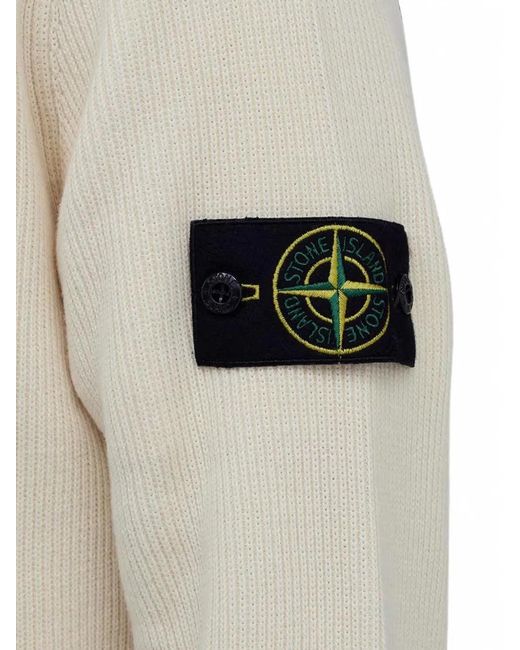 Stone Island White Compass-Patch Half-Zip Sweater for men