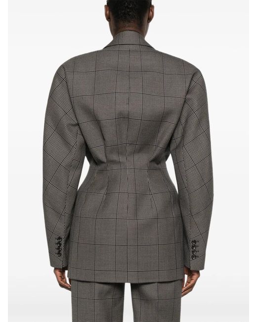 Mugler Gray Houndstooth-Pattern Blazer