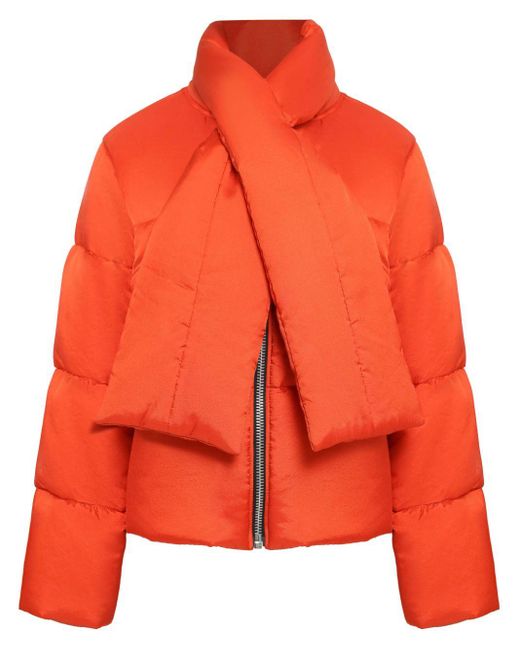 UMA | Raquel Davidowicz Orange Glutamina Scarf-detail Puffer Jacket