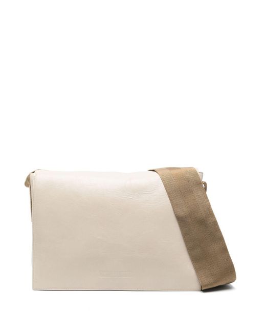 Uma Wang Natural Debossed-logo Leather Shoulder Bag