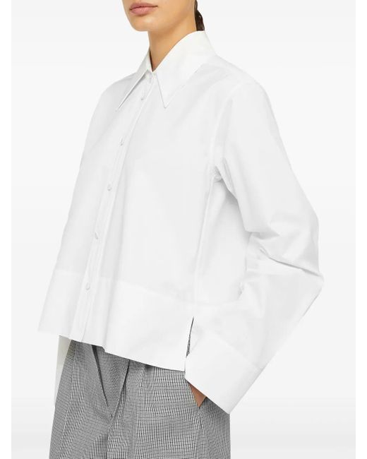 Jil Sander White Übergrößen-Kragen Baumwollhemd