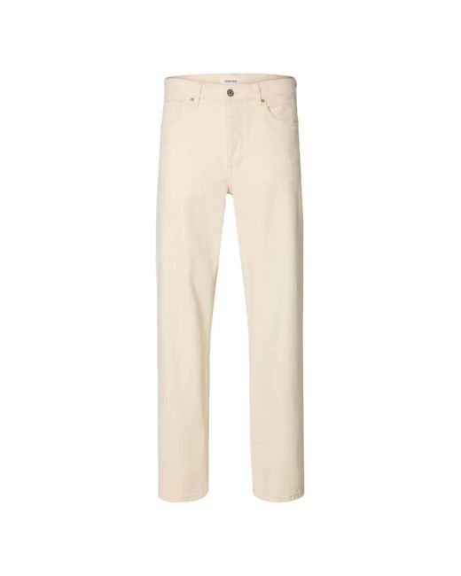 SELECTED White Loose-Fit Trousers for men