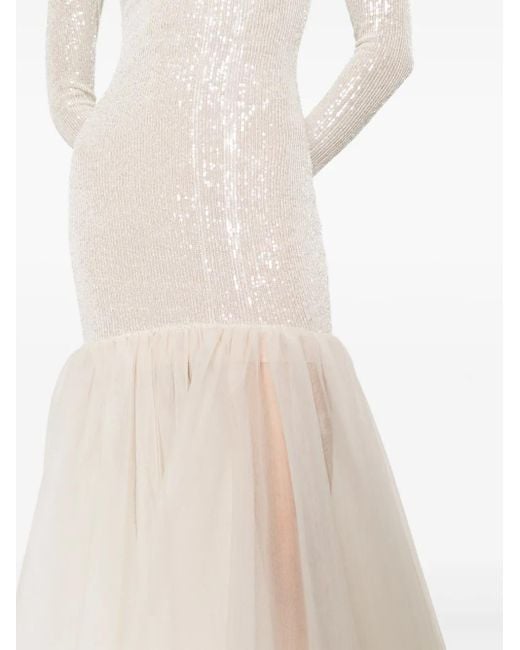 Atu Body Couture White High-Neck Sequin Mermaid Gown