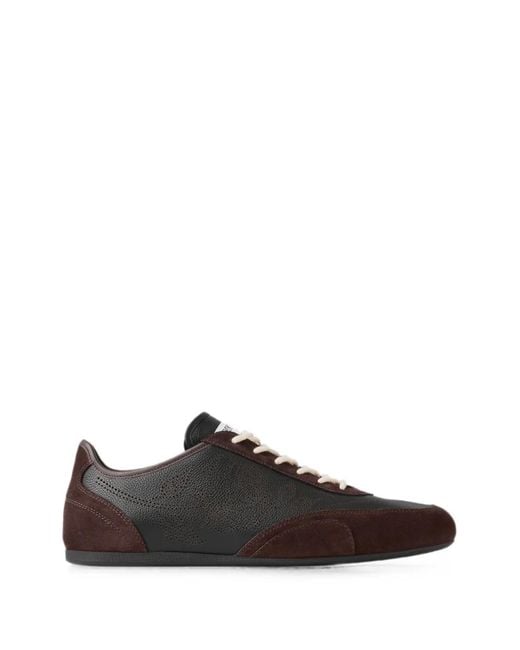 Jimmy Choo Black Sunny M And Chocolate Leather-Mix And Perforated-Leather Low-Top Trainers for men