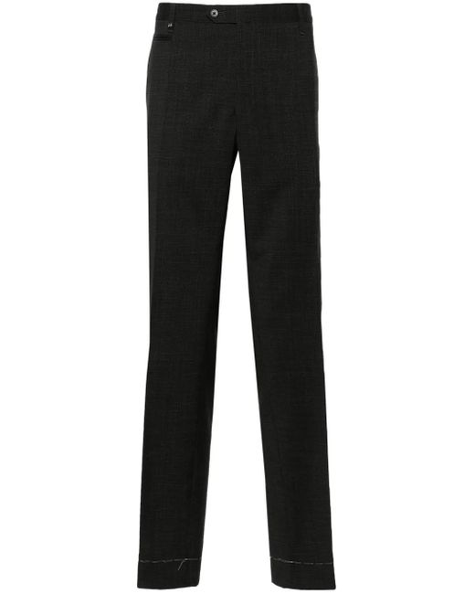 Corneliani Black Mid-Rise Tailored Wool Trousers for men