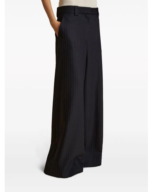 Khaite Blue Jacob Pinstriped Wide Leg Trousers