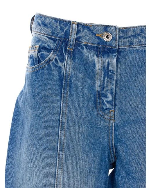 Patrizia Pepe Blue Seam-Detail Wide-Leg Jeans