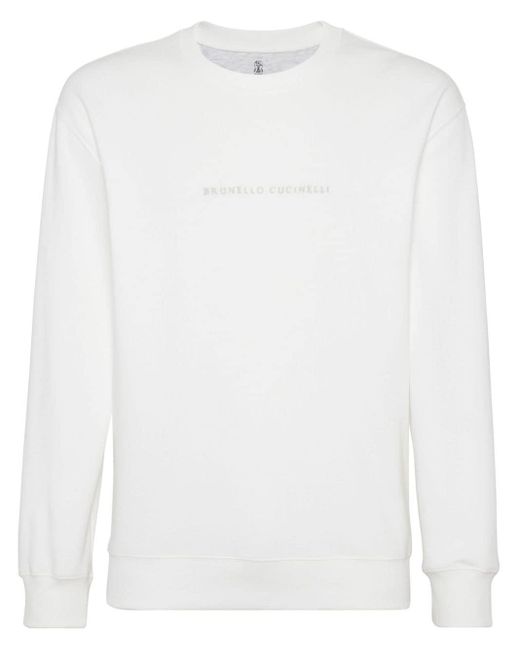 Brunello Cucinelli Sweatshirt mit Logo-Stickerei in White für Herren