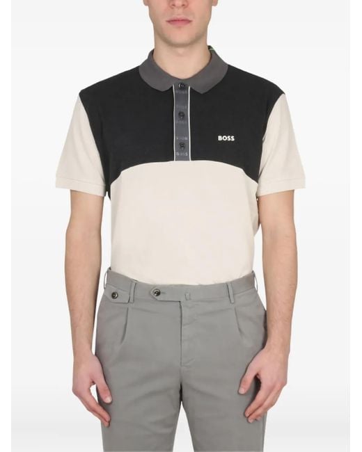Boss Gray Colour-Block Polo Shirt for men