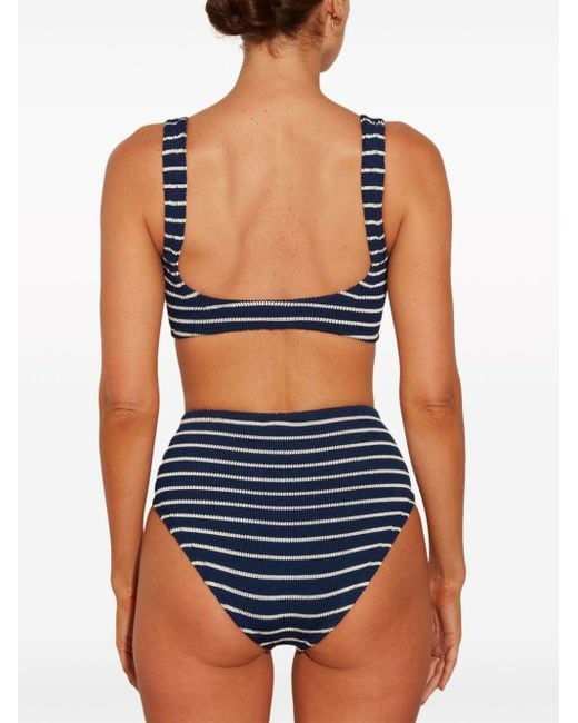 Hunza G Blue Nadine Striped Seersucker Bikini