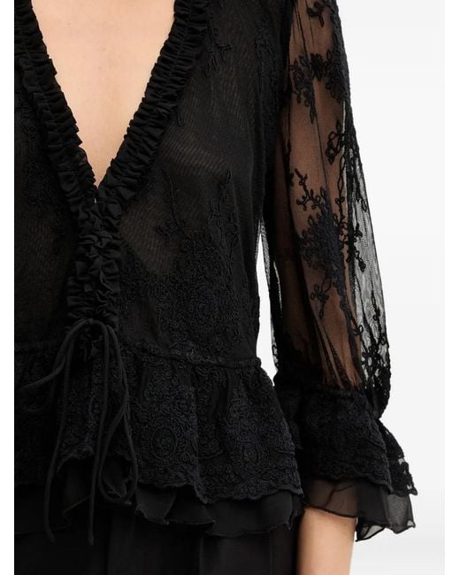 Bardot Black Ruffled Laced Top